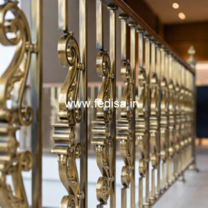 Designer Brass Handrail For Luxury Interiors Stair Design In Front Of House