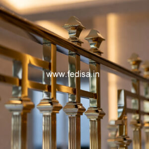 Designer Brass Balcony Railing Collection Round Steel Stairs Design