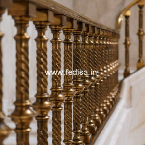 Designer Brass Stair Railing For Contemporary Spaces Main Entrance Staircase Design