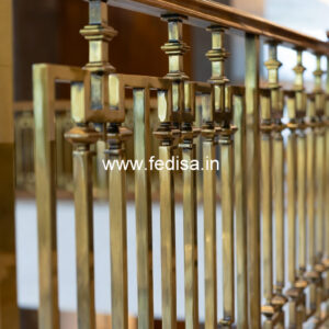 Traditional Brass Railing Design With Engraving Classic Staircase Design