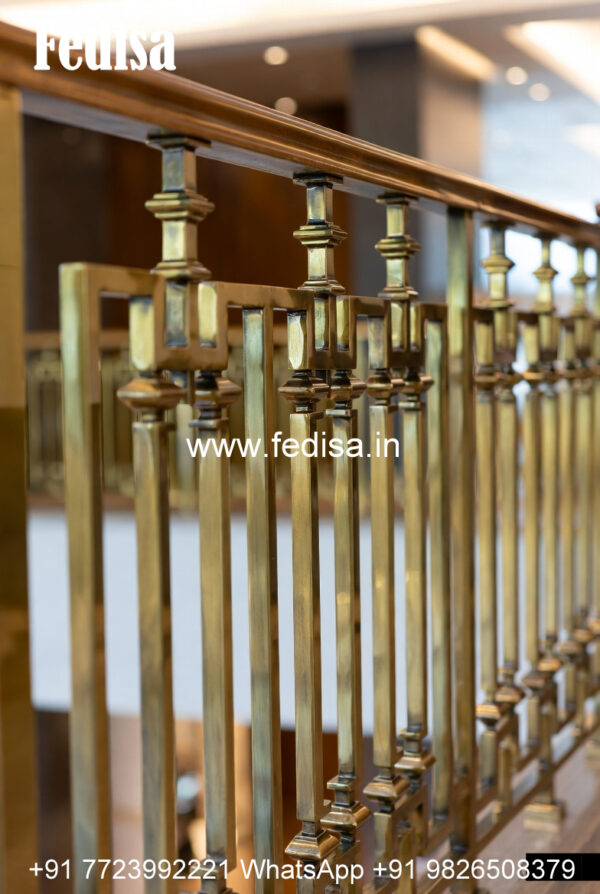 Engraved Custom Railing Traditional Brass Railing Design With Engraving Classic Staircase ...