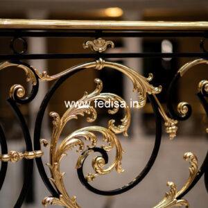 Brass Staircase Handrail Design For Modern Villas Laser Cut Stair Railing