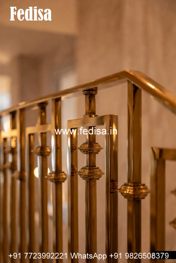Designer Brass Staircase Railing With Fine Finish Box Stairs Design ...