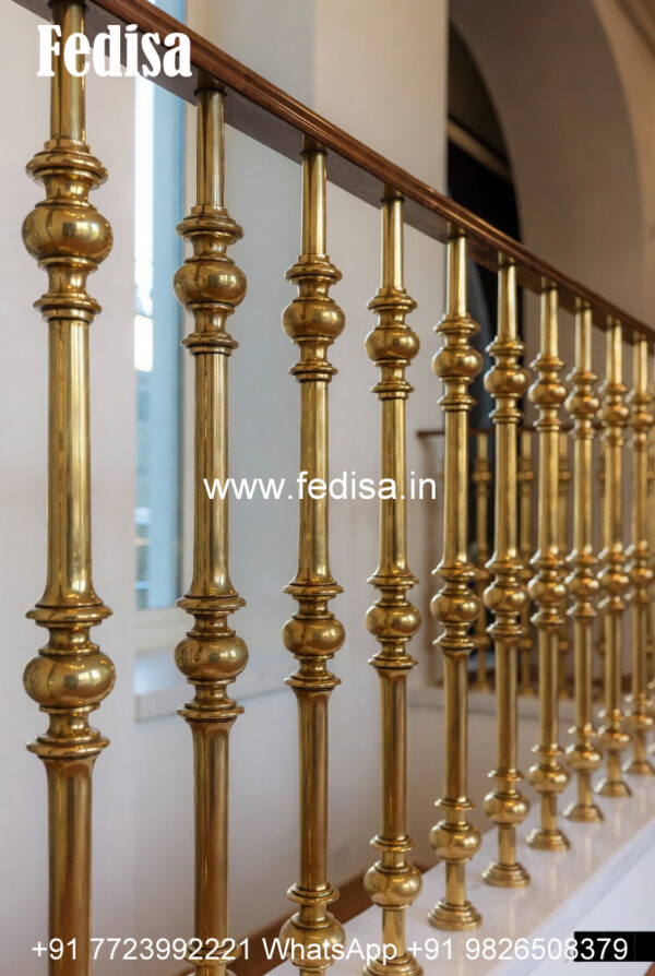 Elegant Brass Railing Design For Interior Projects Stairs Glass Grill ...