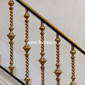 Elegant Brass Railing Design With Artistic Finish Staircase Designers Near Me