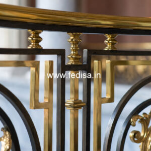 Designer Brass Stair Railing With Artistic Work Staircase Divider Interior Design