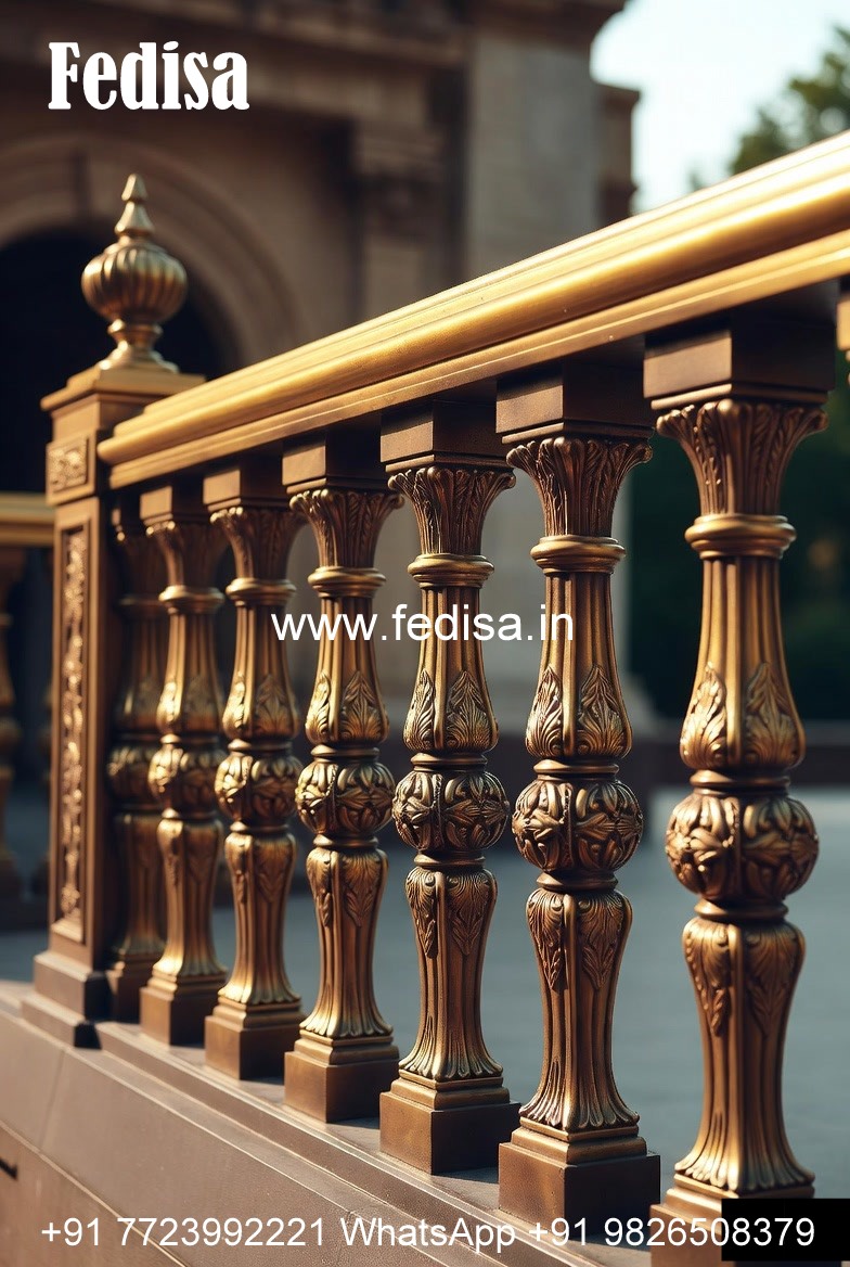 Stylish Brass Balcony Railing With Designer Look Staircase Design Steel And Glass