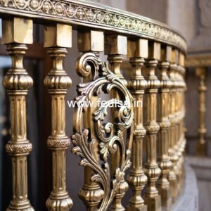 Modern Brass Balcony Railing With Elegant Appeal Stair Case Design For Duplex