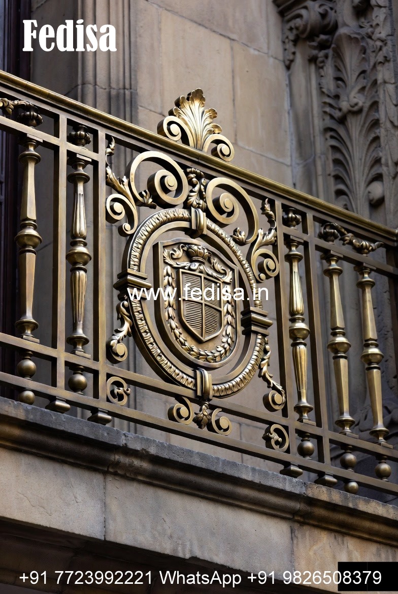 Brass Balcony Railing Design With Classic Appeal Stairs Side Grill Design