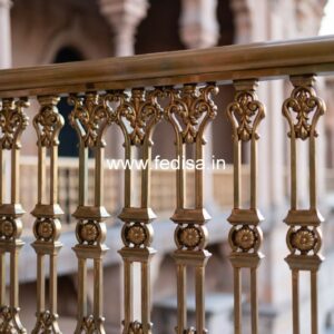 Designer Brass Balcony Railing With Unique Finish Modern U Shaped Staircase