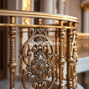 Elegant Brass Staircase Railing With Artistic Work Stair Baluster Design