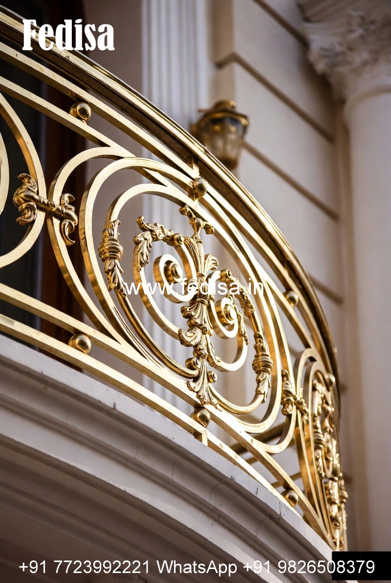 Brass Balcony Railing Design With Luxury Finish Outer Stairs Design For House