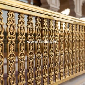 Luxury Brass Balcony Railing With Artistic Detailing Bungalow House With Stairs Inside