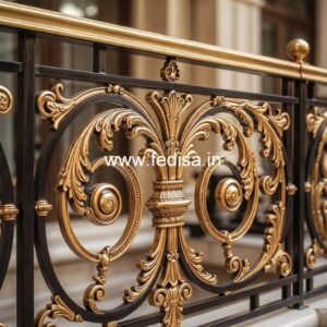 Antique Finish Brass Railing Design For Interiors Scandi Staircase