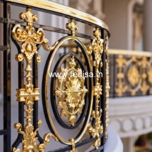 Luxury Brass Railing Design With Gold Finish Arch Staircase Design