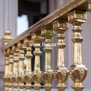 Antique Style Brass Railing Design For Classic Villas Stair Bottom Design