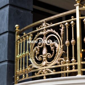 Classic Brass Balcony Railing With Royal Touch Stair Design For Duplex