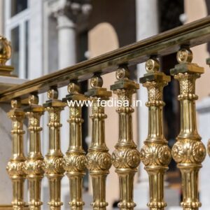 Premium Brass Balcony Railing With Artistic Work Modern Staircase Wall Design