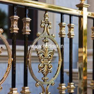 Brass Balcony Railing Design With Decorative Finish Concrete Stairs Structural Design
