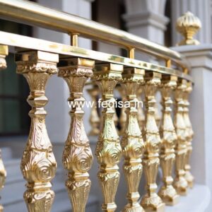 Stylish Brass Stair Railing With Premium Finish Design On Stairs