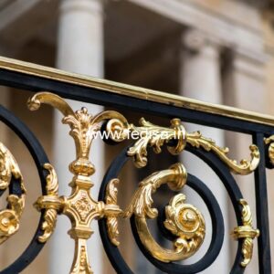 Luxury Brass Balcony Railing For Modern Architecture Double Storey Stairs Design