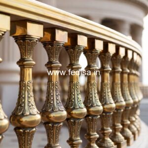 Designer Brass Stair Railing With Artistic Work Cantilever Staircase Structural Design
