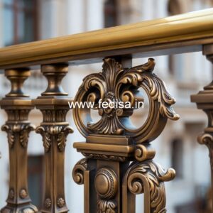 Stylish Brass Staircase Railing For Luxury Villas Stairs Side Wall Tiles Design