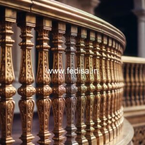 Designer Brass Railing Design With Artistic Finish Marble Design In Stairs