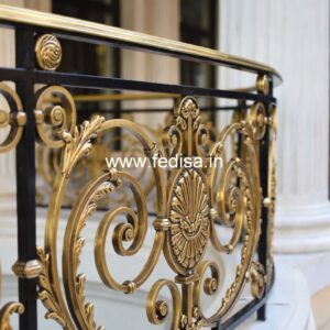 Decorative Brass Stair Railing Design For Villas Open Concept With Stairs In Middle
