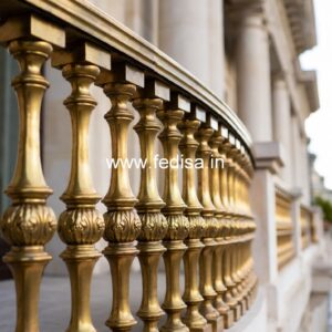 Elegant Brass Balcony Railing For Designer Interiors Double Height Staircase Design