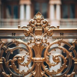 Modern Brass Railing Design With Decorative Patterns Space Saving Staircases For Small Homes