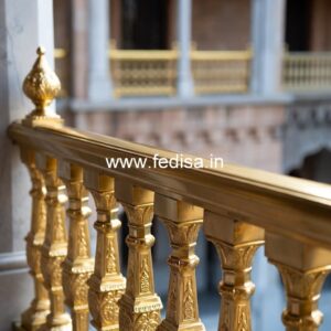 Elegant Brass Stair Railing With Classic Finish Modular Stairs Design