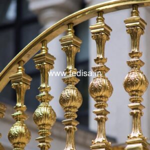 Brass Railing Design With Premium Decorative Finish Wide Staircase Design