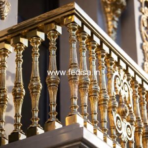 Modern Brass Railing Design With Stylish Finish Stairs Design Grill
