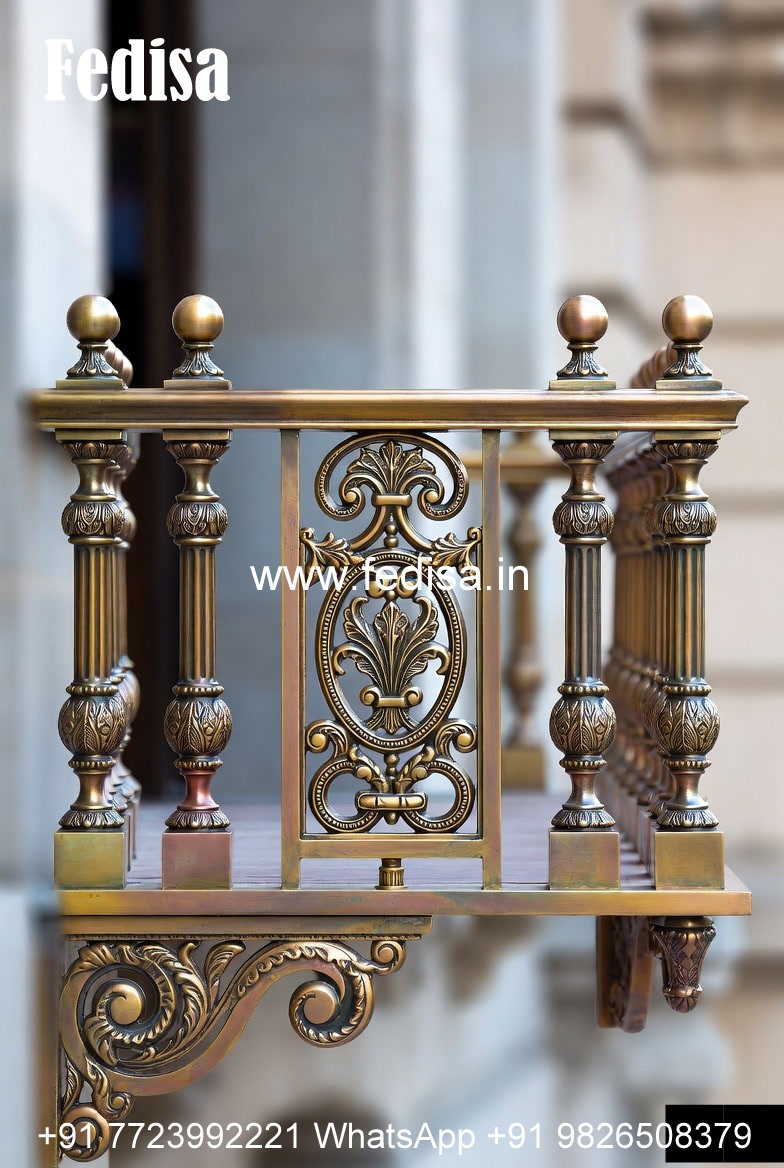 Brass Balcony Railing Design For Modern Homes Double Molding Marble Stairs