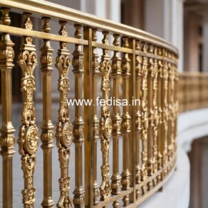 Decorative Brass Railing Design With Floral Patterns Small Home Stairs Design