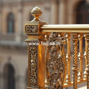 Brass Railing Design With Glass Combination Staircase Rebar Design