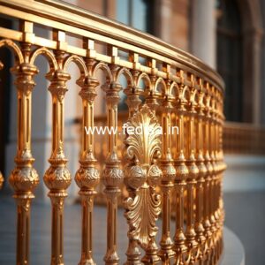 Heavy Duty Brass Railing Design For Durability Duplex House Internal Staircase