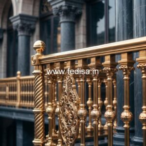 Brass Railing Design With Modern Finish 3 Storey Staircase Design