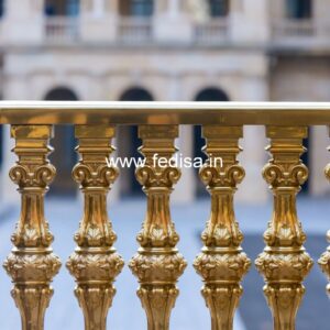 Antique Finish Brass Railing Design For Interiors Underneath Staircase Design
