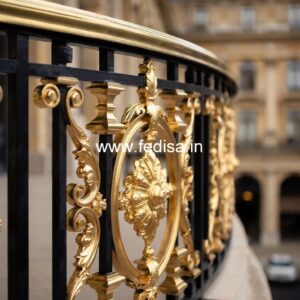 Brass Balcony Railing With Decorative Pattern