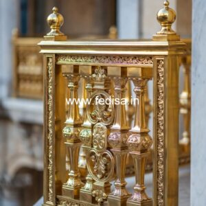 Brass Balcony Railing With Elegant Design Under Stairs Almirah Design