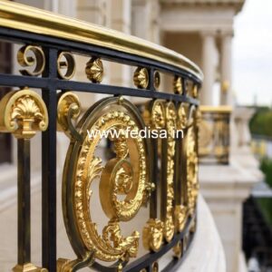 Designer Brass Staircase Railing With Fine Finish Bar Under The Stairs Design