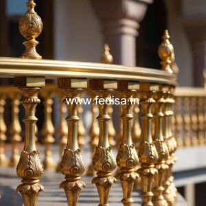 Premium Brass Balcony Railing With Artistic Work Inner Staircase Design House
