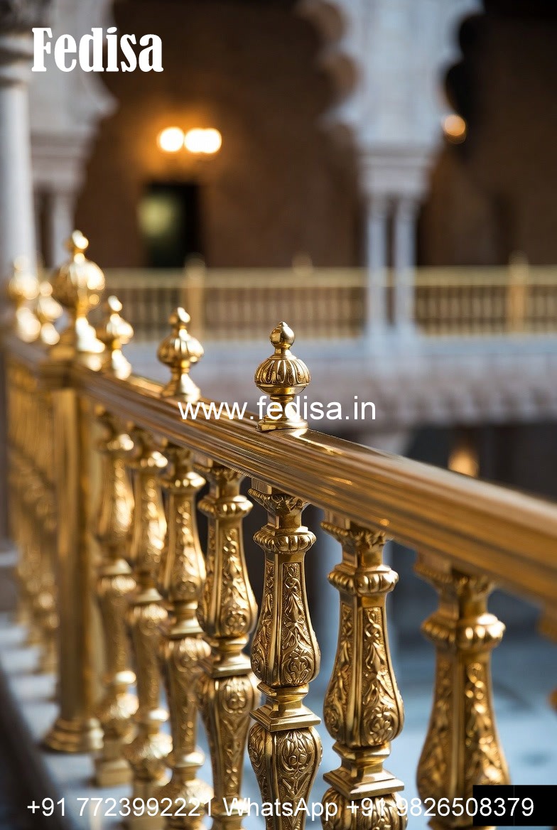 Brass Balcony Railing Design With Decorative Finish Staircase Wall Design For Homes