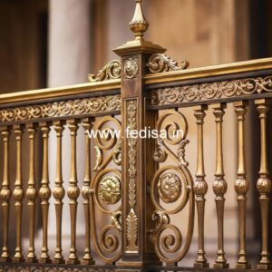 Classic Brass Railing Design For Premium Homes Decorating Under Stairs Space