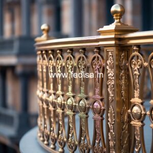 Designer Brass Staircase Railing For Villas Circular Design Ladder