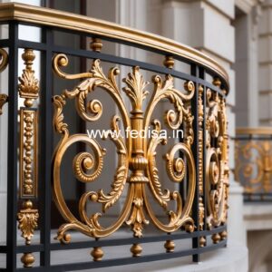Elegant Brass Railing Design With Artistic Finish Staircase Wall Glass Design