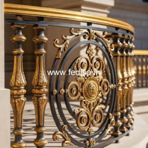 Luxury Brass Balcony Railing For Modern Architecture Simple Grill Design For Stairs