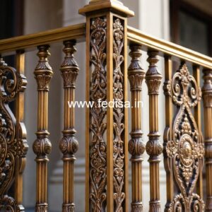 Decorative Brass Balcony Railing With Premium Style Steel Glass Stairs Design